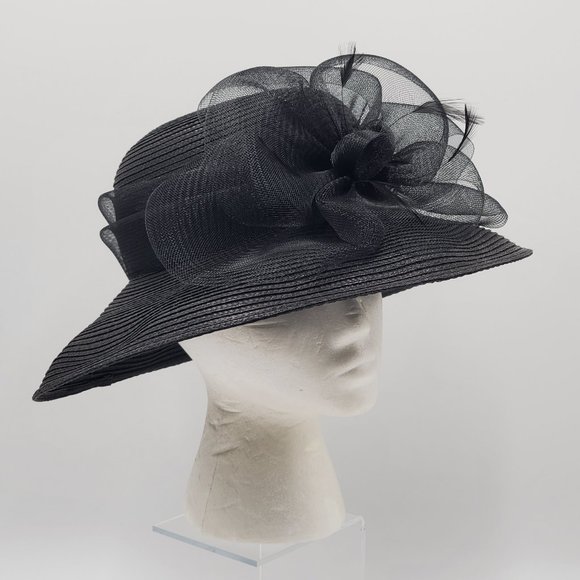 Kate Landry Black Hat with Feather Accent main image 15
